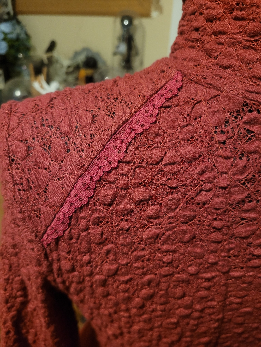 Ribbed Long Sleeve Maxi Dress in Deep Red - Picture 5 of 12